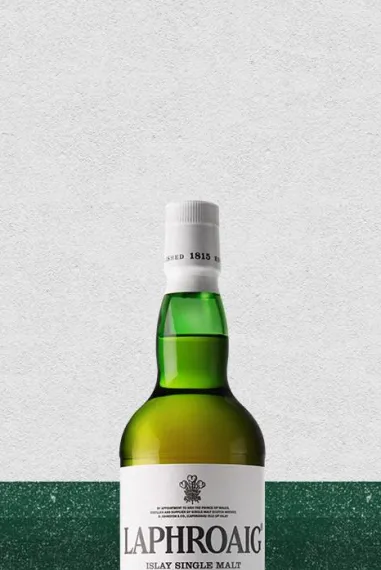The upper half of Laphroaig Islay single malt scotch whisky