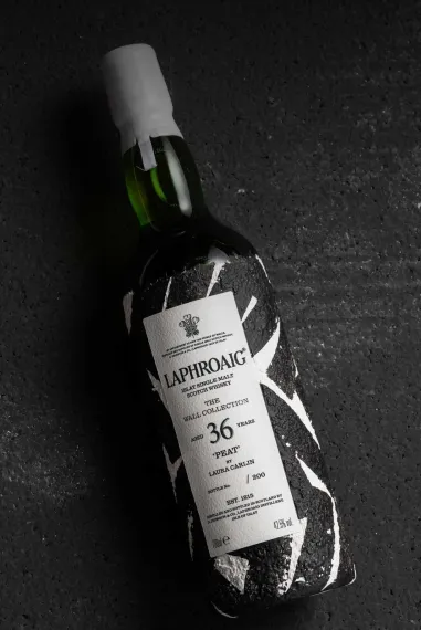 Laphroaig Wall collection Peat bottle dark