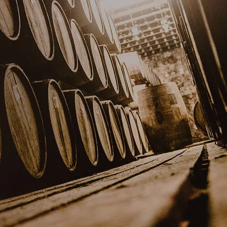 Laphroaig single malt scotch whisky in barrels