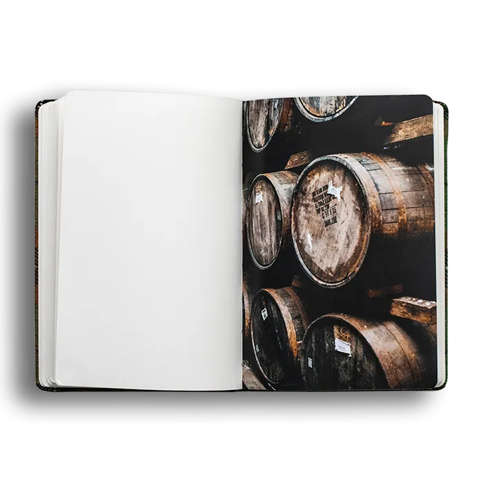 Laphroaig a5 tartan notebook open
