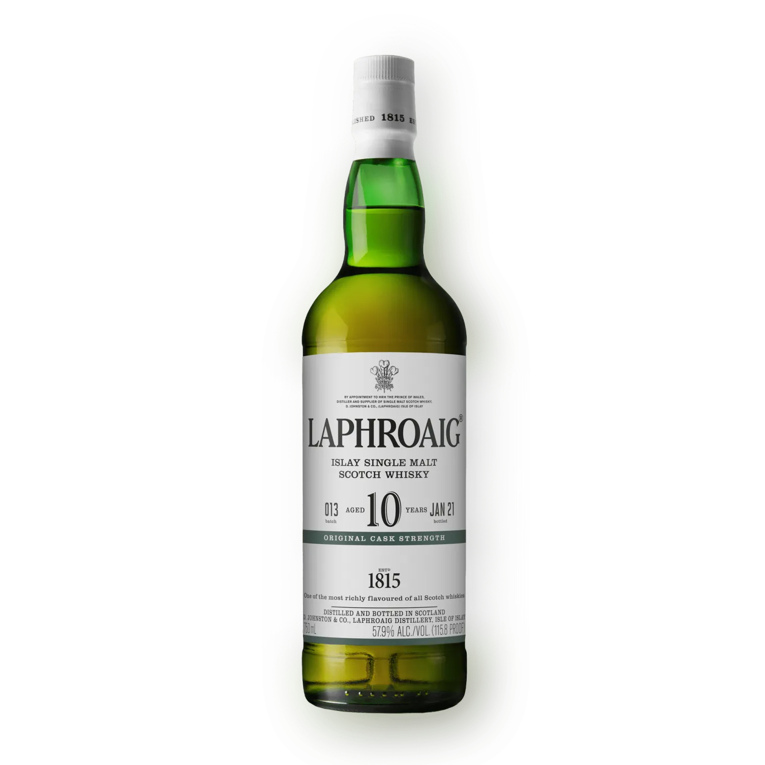 Laphroaig 10 Cask Strength on transparent background