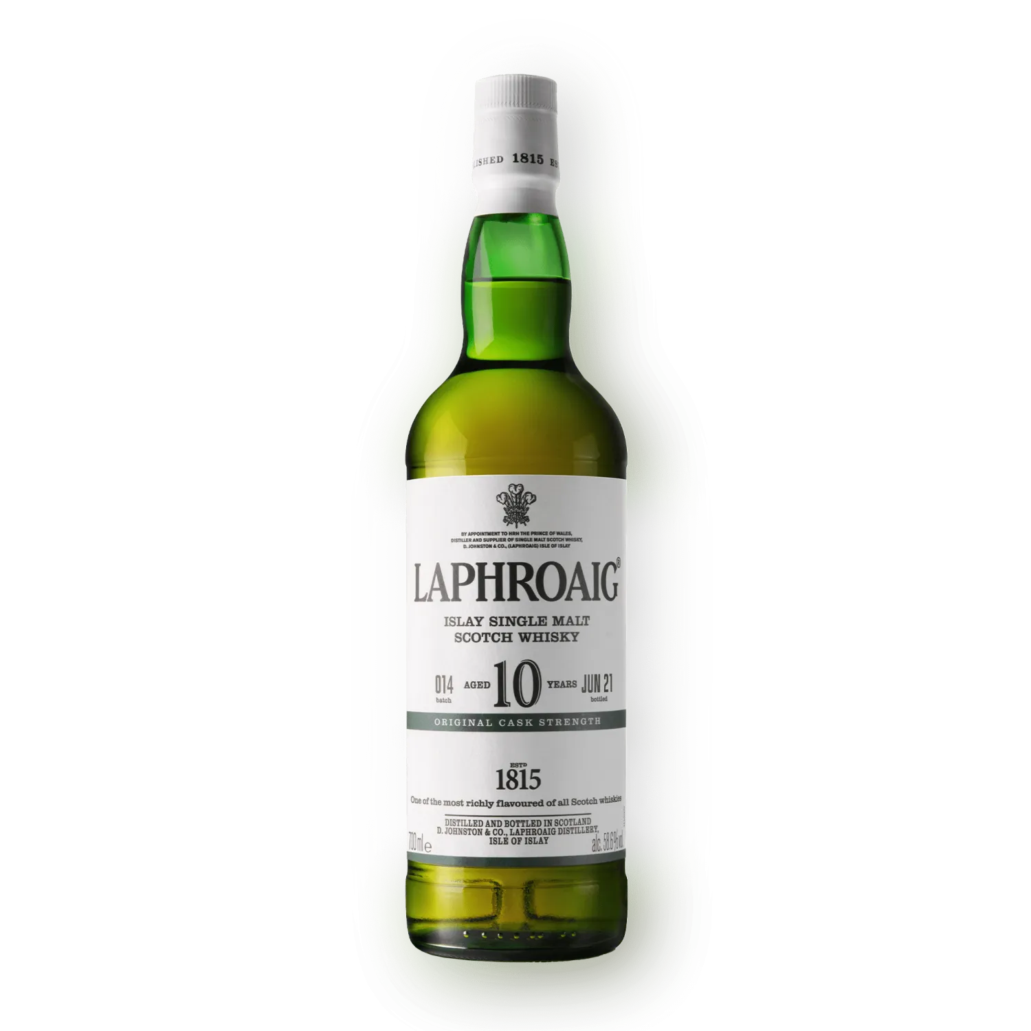 Laphroaig 10 Cask Strength on transparent background