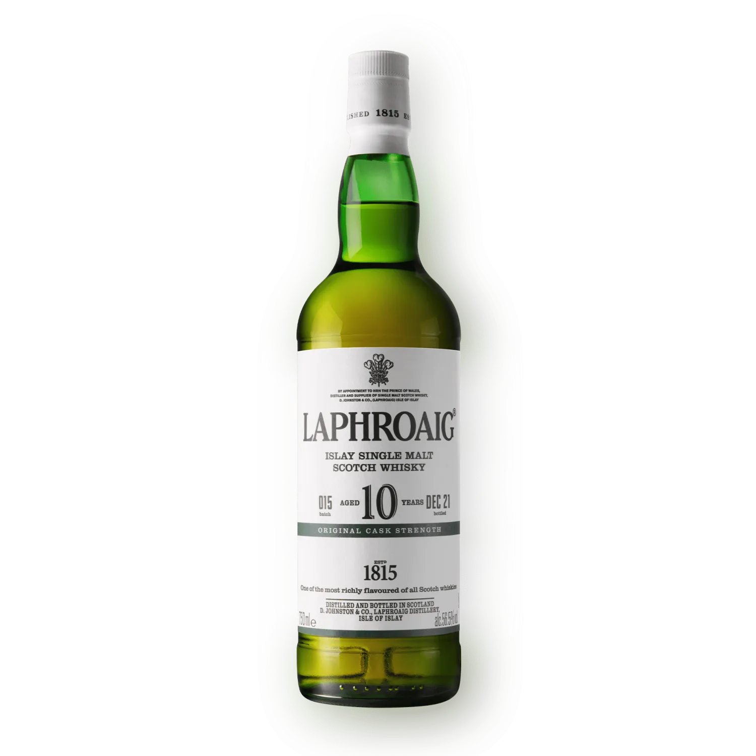 Laphroaig 10 Cask Strength on transparent background