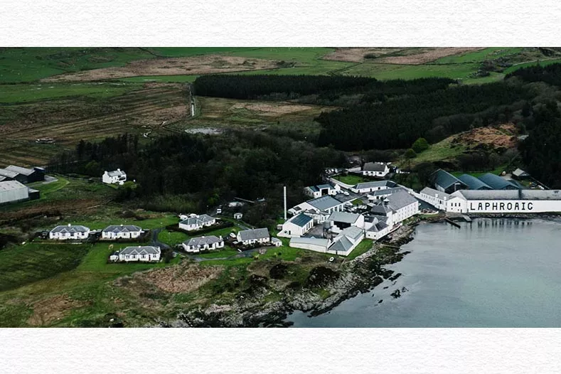 The distillery of Laphroaig from above