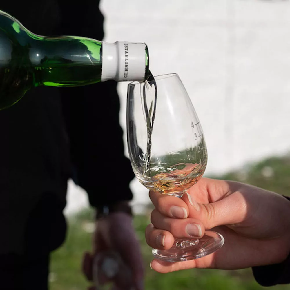 Laphroaig 10 Cask Strength being poured in a glass