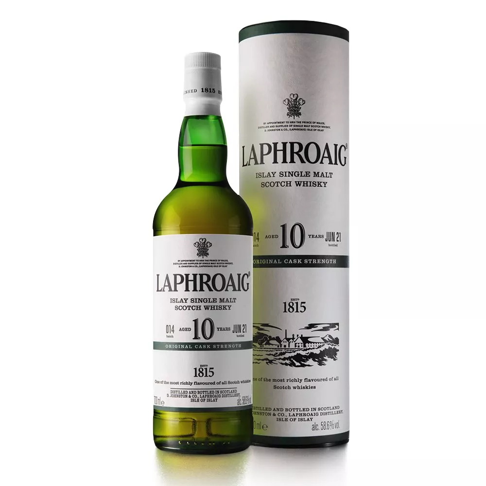 Laphroaig 10 Cask Strength with its packaging