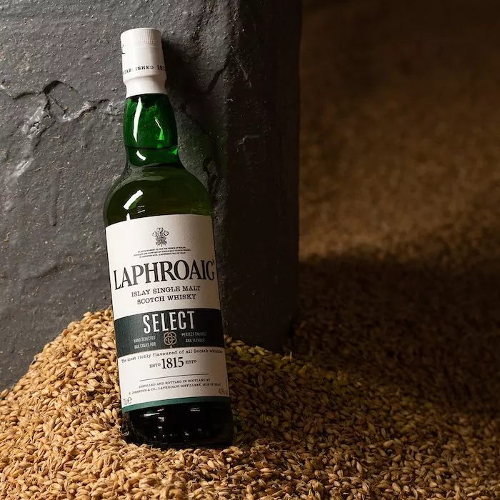 Bottle of Laphroaig Select on grain