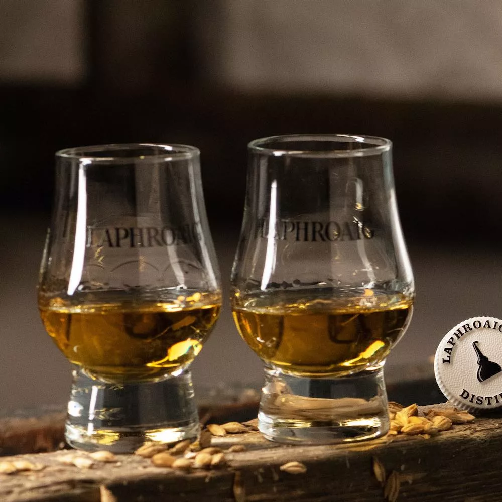 Two glasses of Laphroaig Select