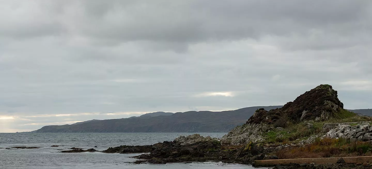 Isle of Islay whisky shore on a cloudy day