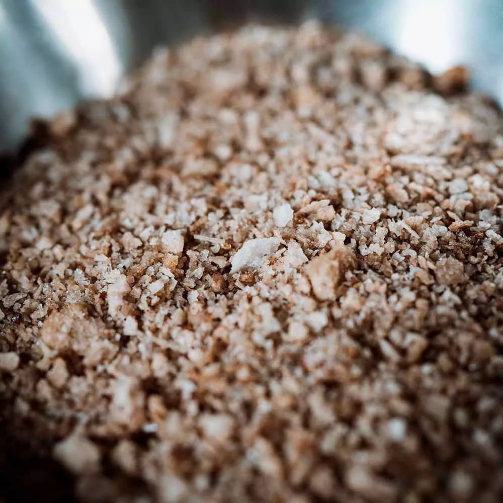 Close up of Laphroaig peat smoked sea salt 