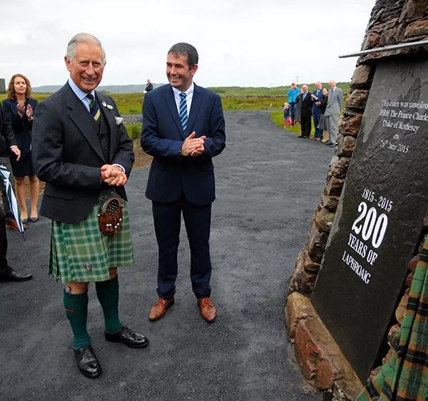 Laphroaig Prince Charles 200 year anniversary cairn
