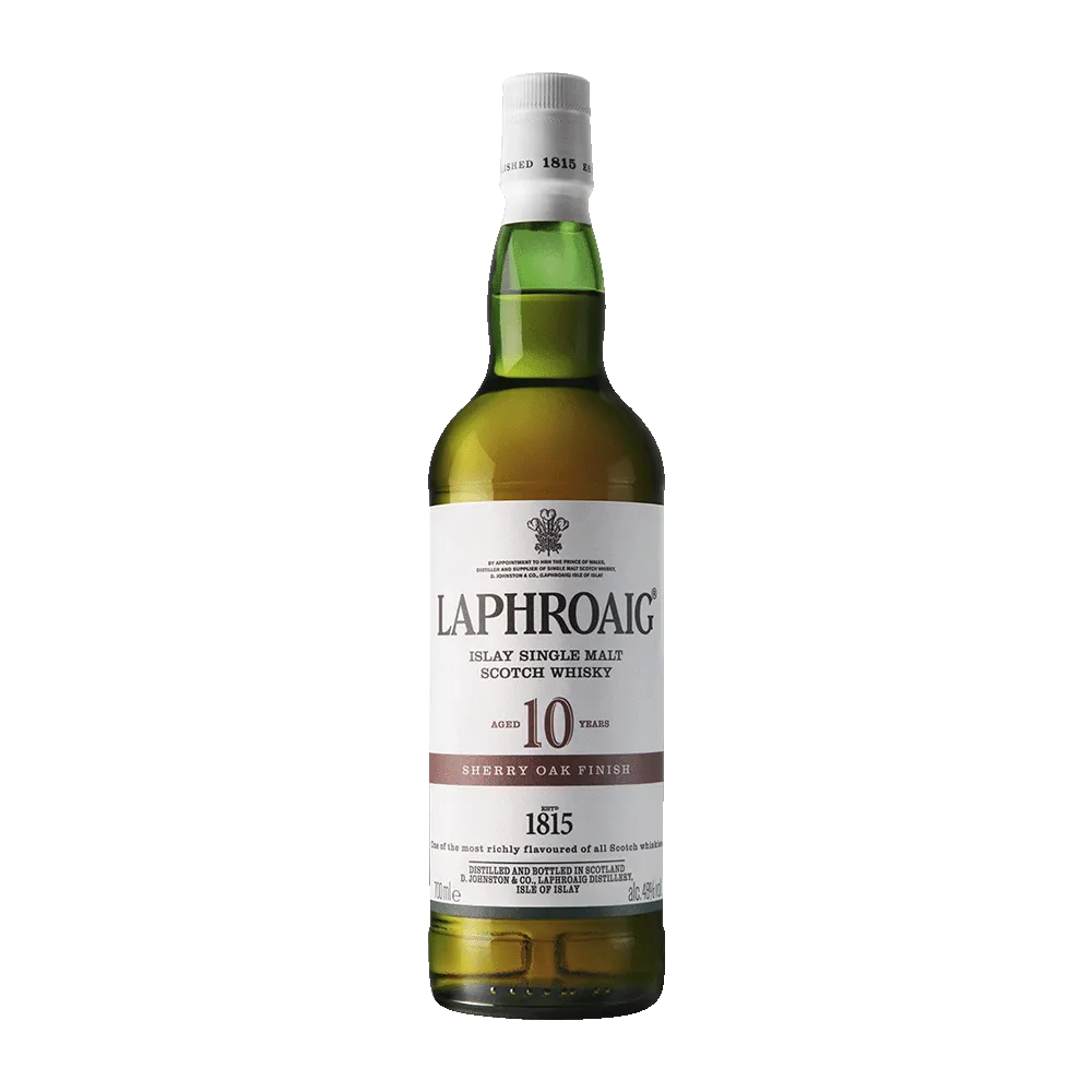 Bottle of Laphroaig Cask Strength 2020 25 year old whisky on transparent background