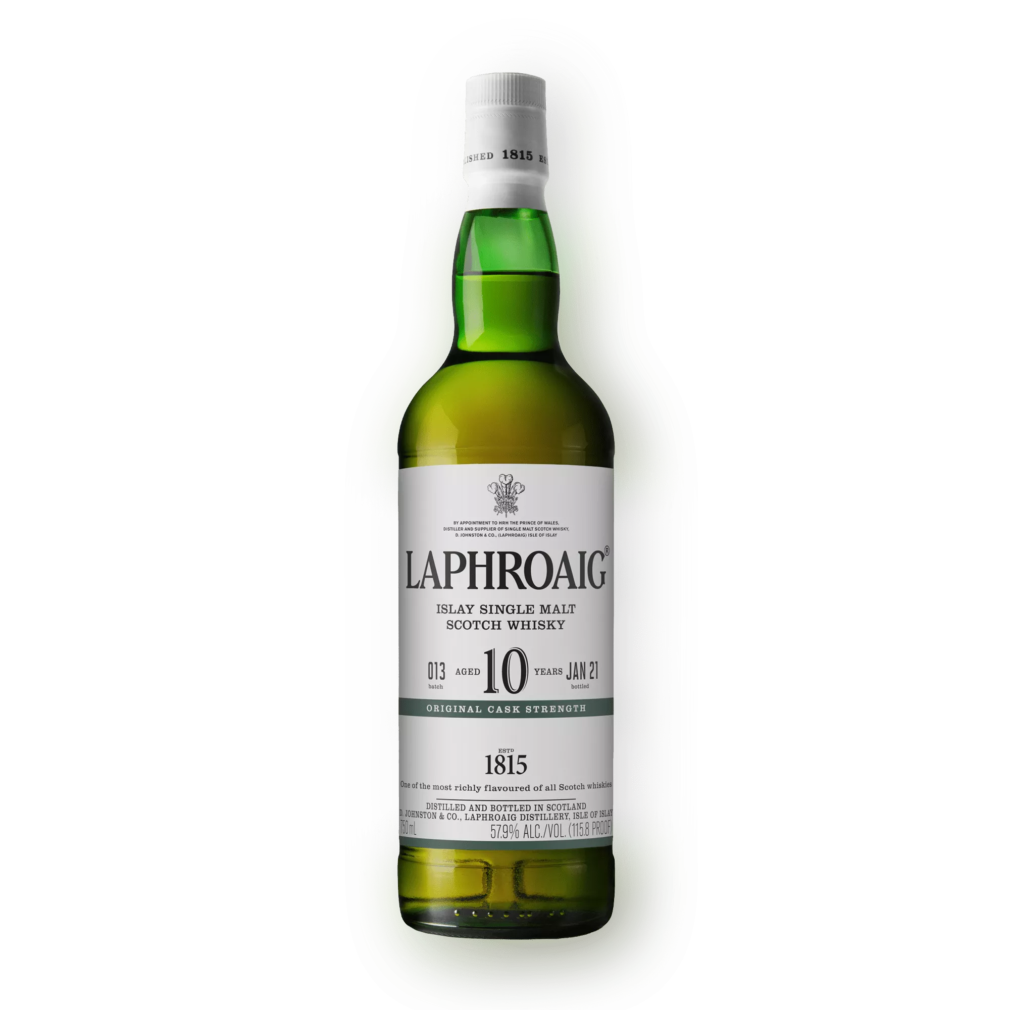 Laphroaig 10 Cask Strength on transparent background
