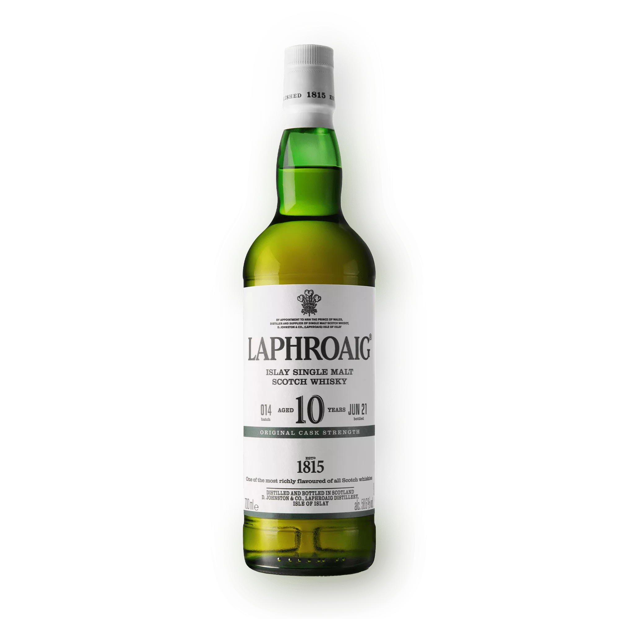 Laphroaig 10 Cask Strength on transparent background