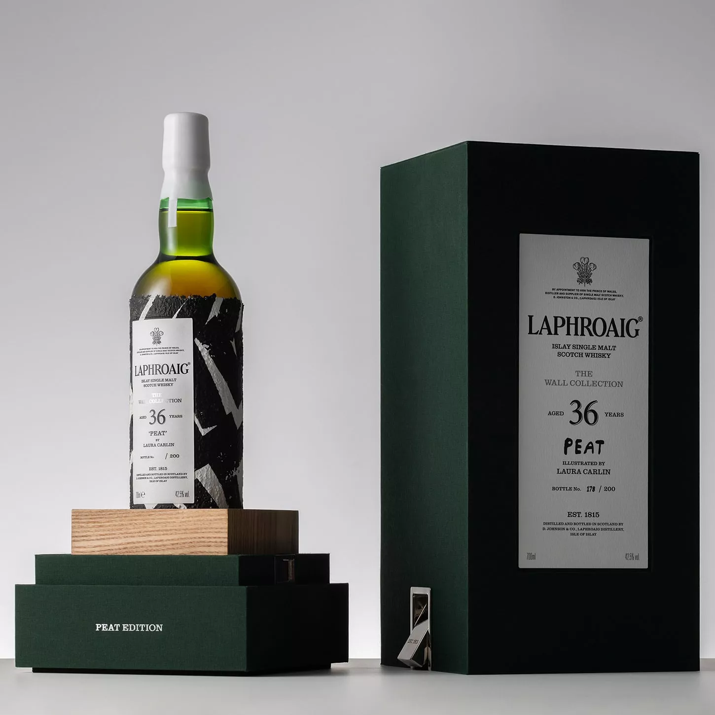 Laphroaig Wall collection Peat bottle and case