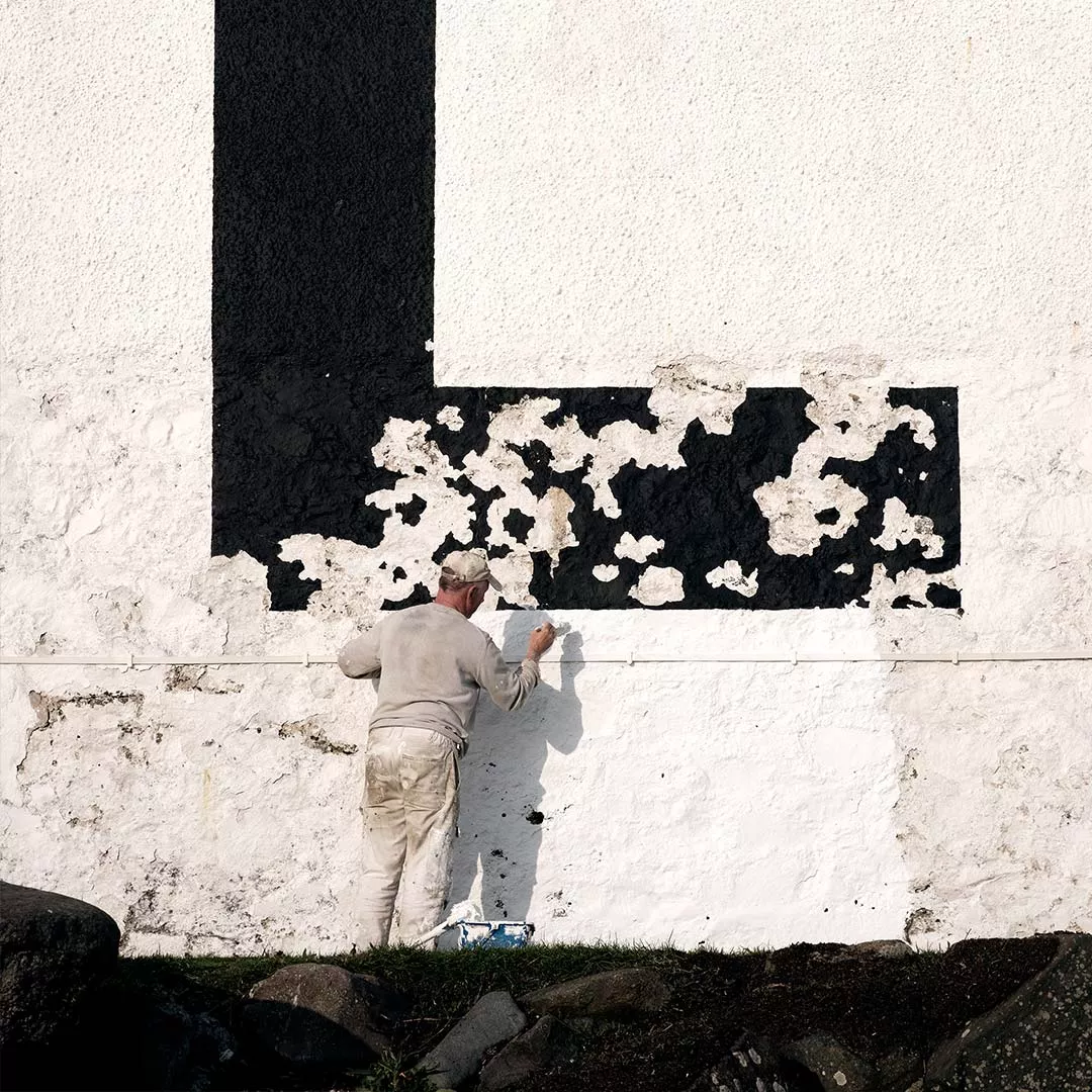 Laphroaig warehouse 1 Wall being painted