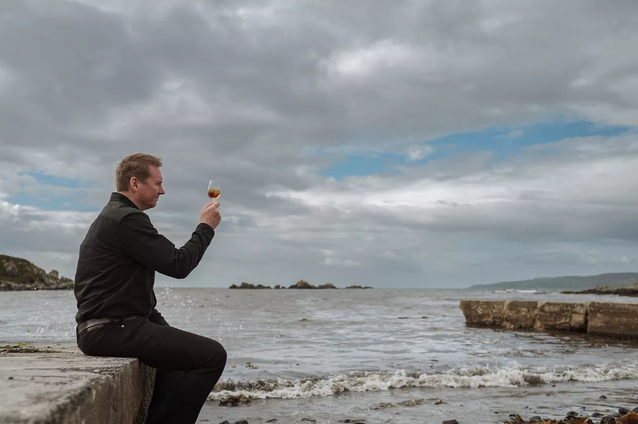 Distillery Manager in Laphroaig´s Bay with a Dram