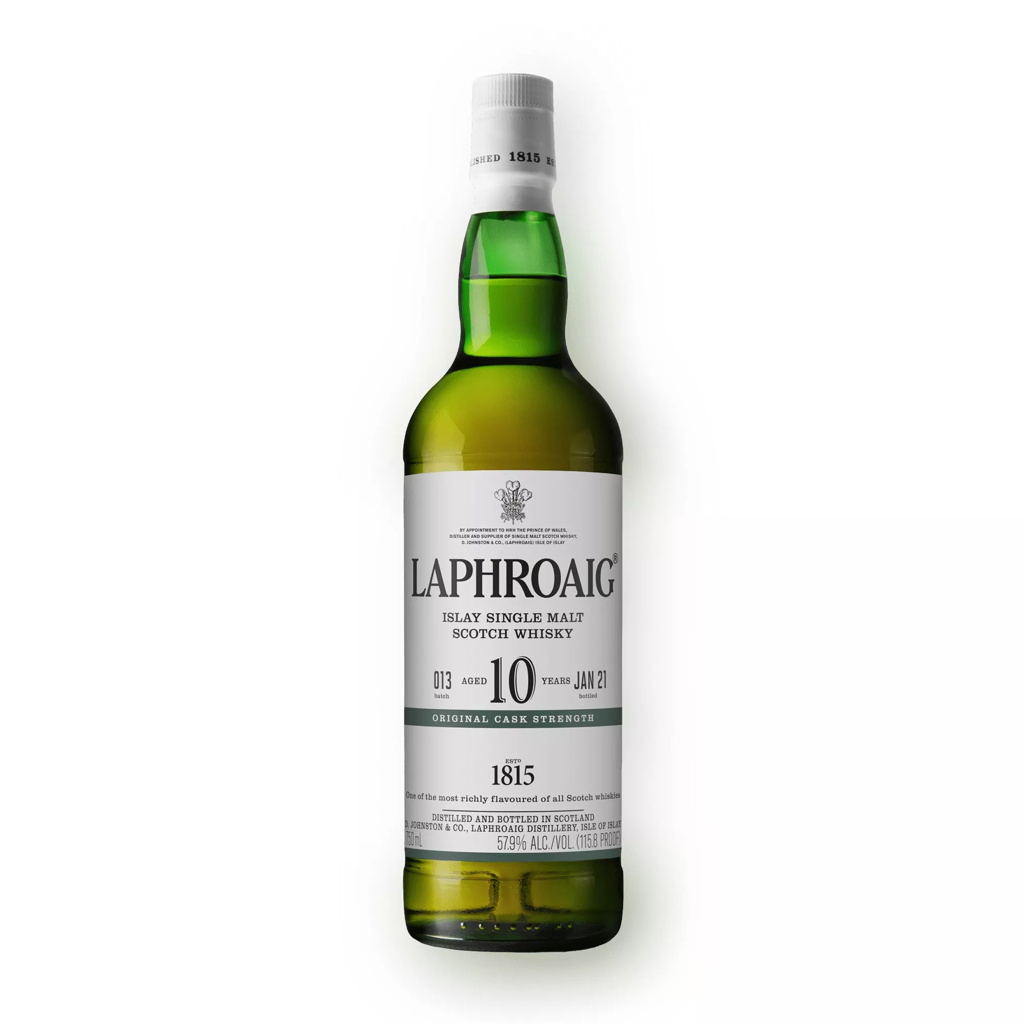 Laphroaig 10 Cask Strength on transparent background