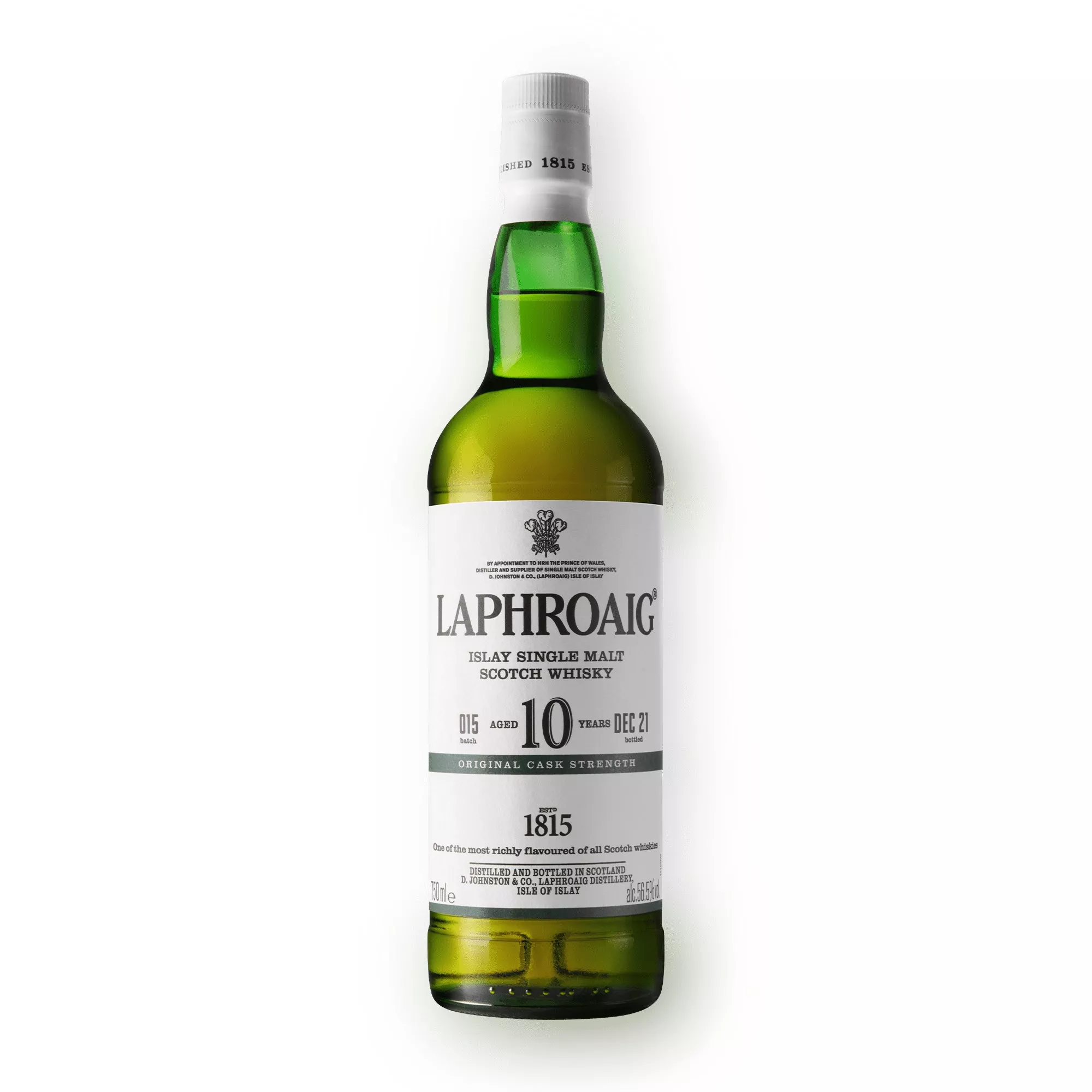Laphroaig 10 Cask Strength on transparent background