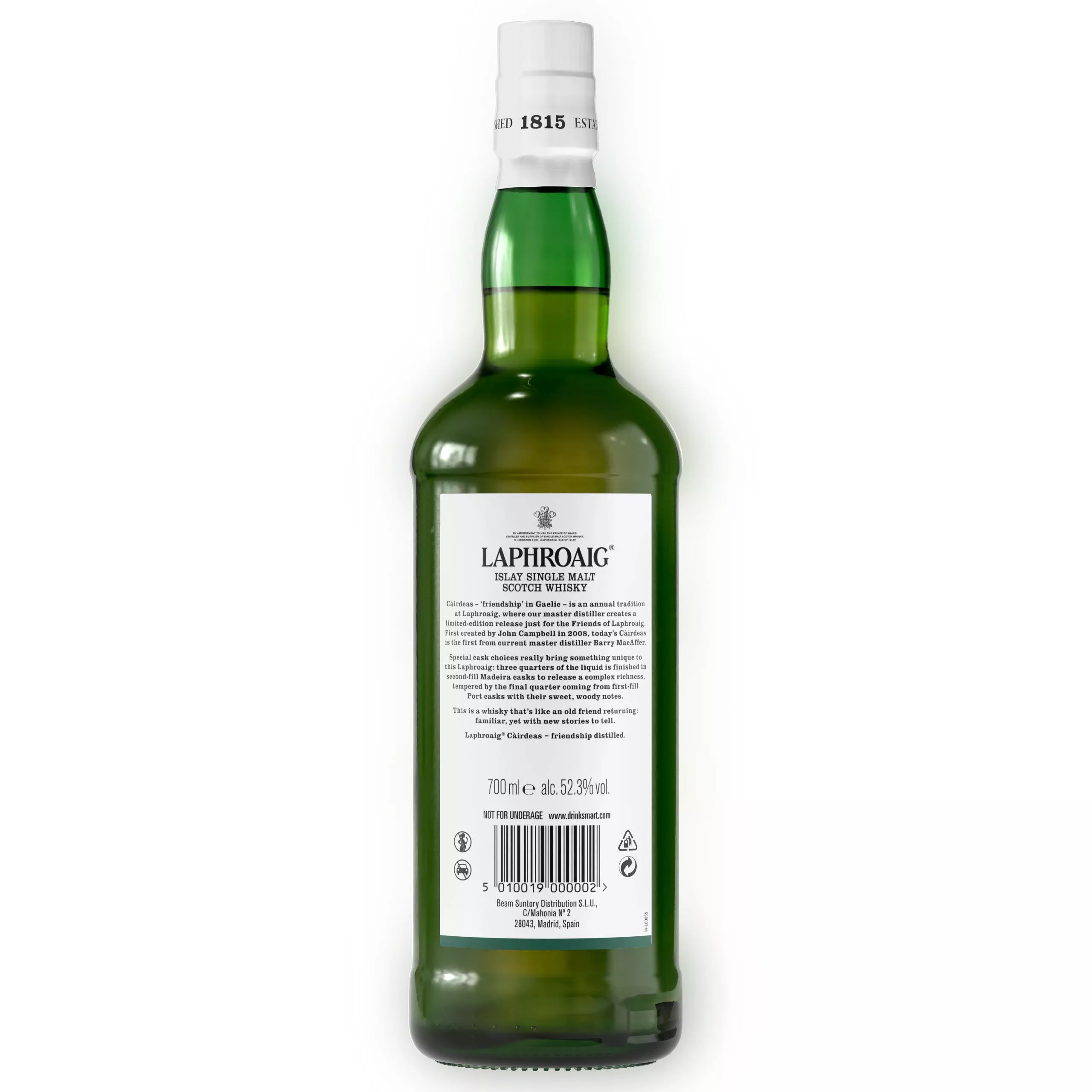 Cairdeas 2023 white port & madeira bottle back