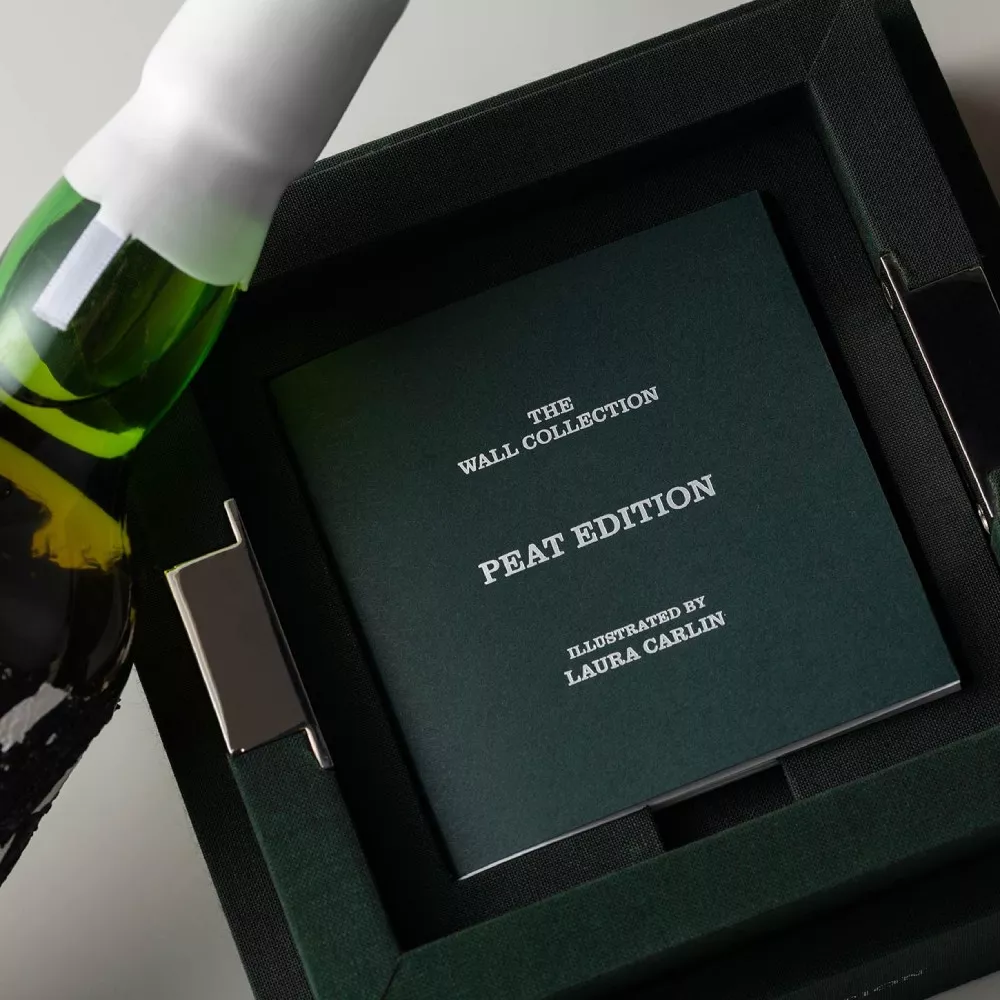 Laphroaig Wall collection Peat bottle and booklet