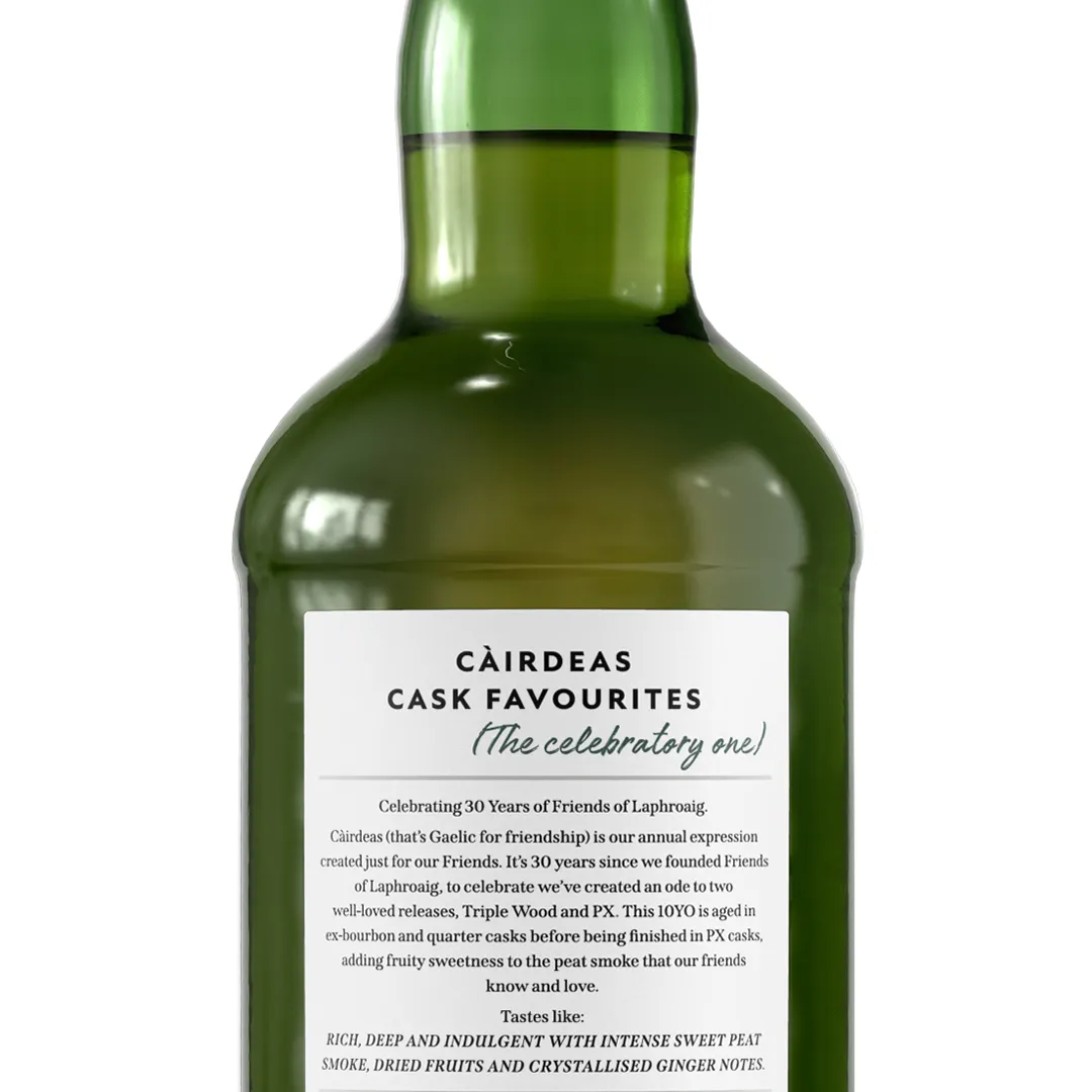Laphroaig Friends of Laphroaig Cask Favourites Scotch Whisky Cairdeas 2024 Bottle Label 