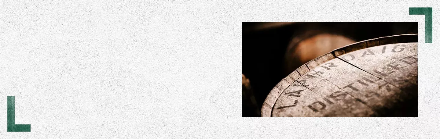 Oak Cask Barrel Head Close Up Distillery Markings Texture Laphroaig