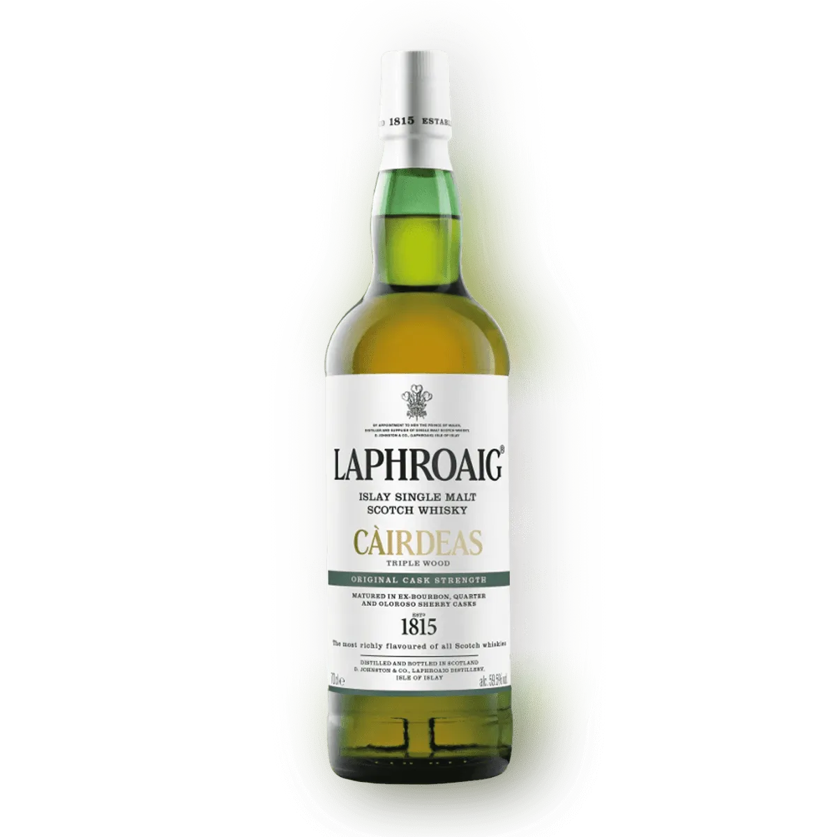Single Malt Whisky Bottle Càirdeas Triple Wood Studio Cutout Laphroaig